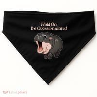 Hold On I_m Overstimulated Moo Deng Baby Hippo Moo USA-Made Doggie Bandana thumb 0