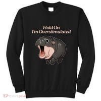 Hold On I_m Overstimulated Moo Deng Baby Hippo Moo Sweatshirt thumb 0