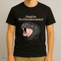 Hold On I_m Overstimulated Moo Deng Baby Hippo Moo T-Shirt thumb 3