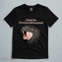 Hold On I_m Overstimulated Moo Deng Baby Hippo Moo T-Shirt thumb 5