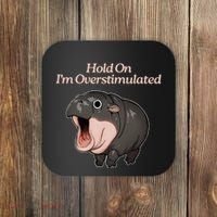 Hold On I_m Overstimulated Moo Deng Baby Hippo Moo Coaster thumb 0