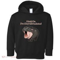 Hold On I_m Overstimulated Moo Deng Baby Hippo Moo Toddler Hoodie thumb 0