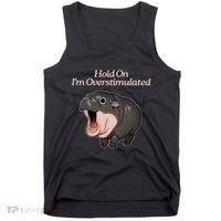 Hold On I_m Overstimulated Moo Deng Baby Hippo Moo Tank Top thumb 0
