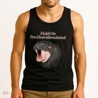 Hold On I_m Overstimulated Moo Deng Baby Hippo Moo Tank Top thumb 3