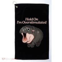 Hold On I_m Overstimulated Moo Deng Baby Hippo Moo Golf Towel thumb 0