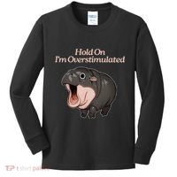 Hold On I_m Overstimulated Moo Deng Baby Hippo Moo Kids Long Sleeve Shirt thumb 0