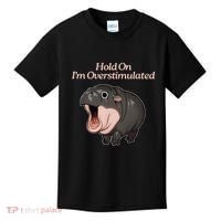 Hold On I_m Overstimulated Moo Deng Baby Hippo Moo Kids T-Shirt thumb 0