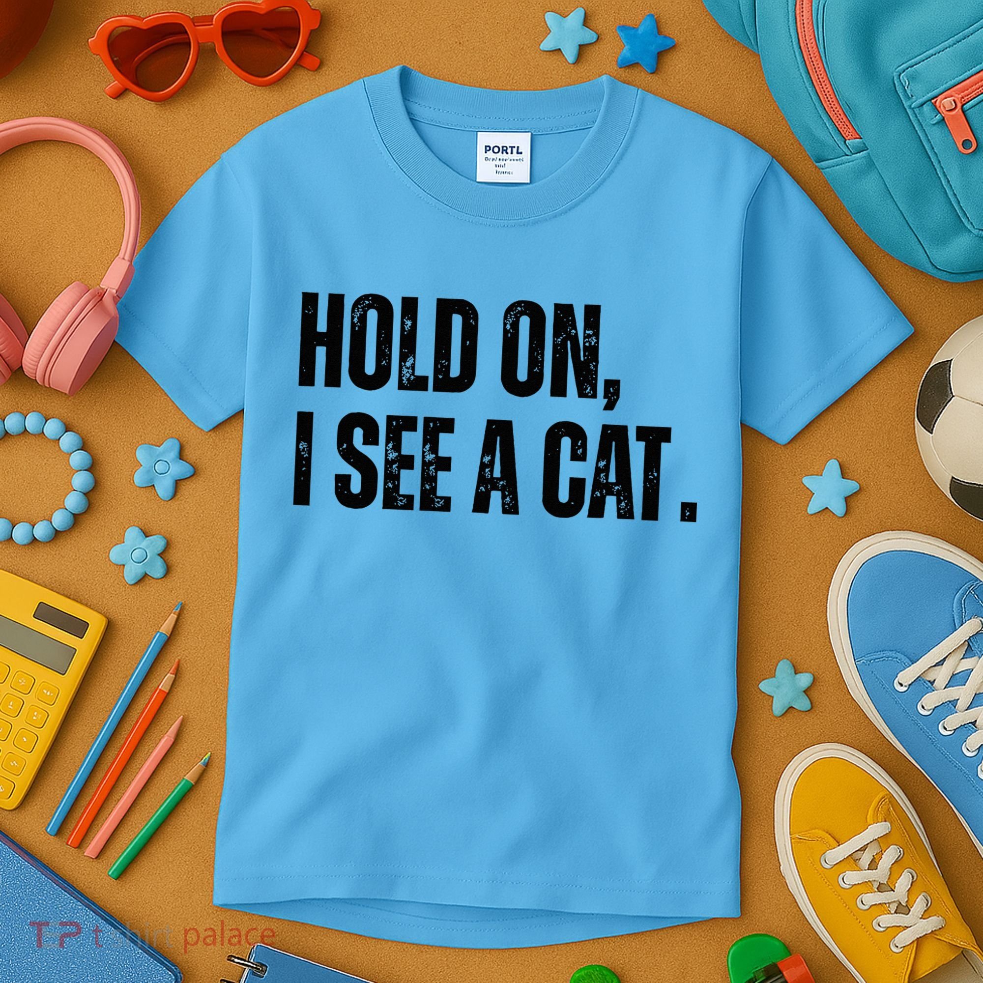 Hold On I See A Cat Lover Pet Parent Humor Kids T-Shirt