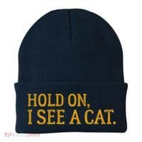 Hold On I See A Cat, Funny Cat Lovers Sarcastic Sayings Beanie thumb 0