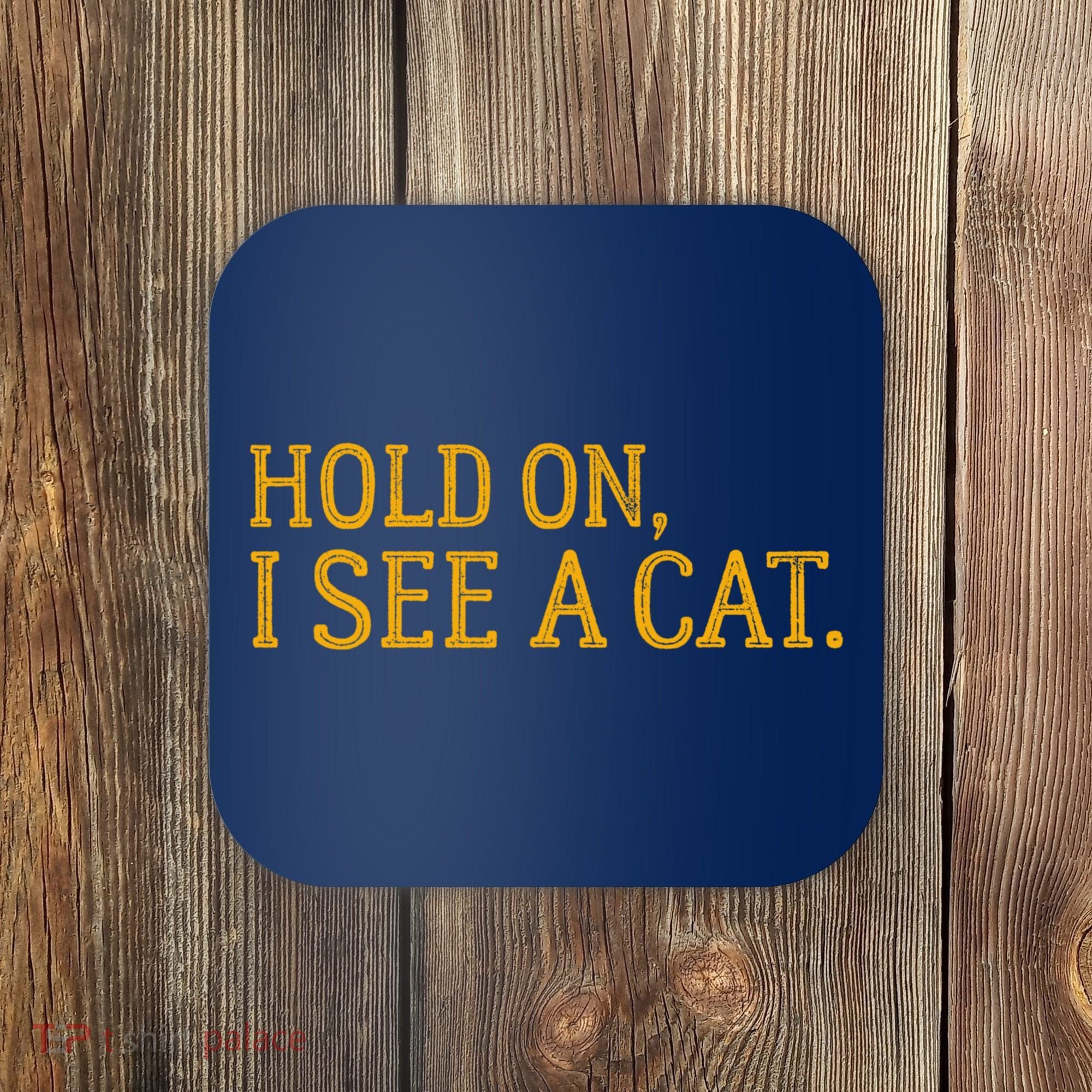 Hold On I See A Cat, Funny Cat Lovers Sarcastic Sayings Coaster
