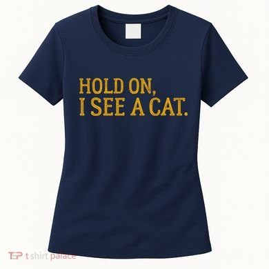 Hold On I See A Cat, Funny Cat Lovers Sarcastic Sayings Women's T-Shirt