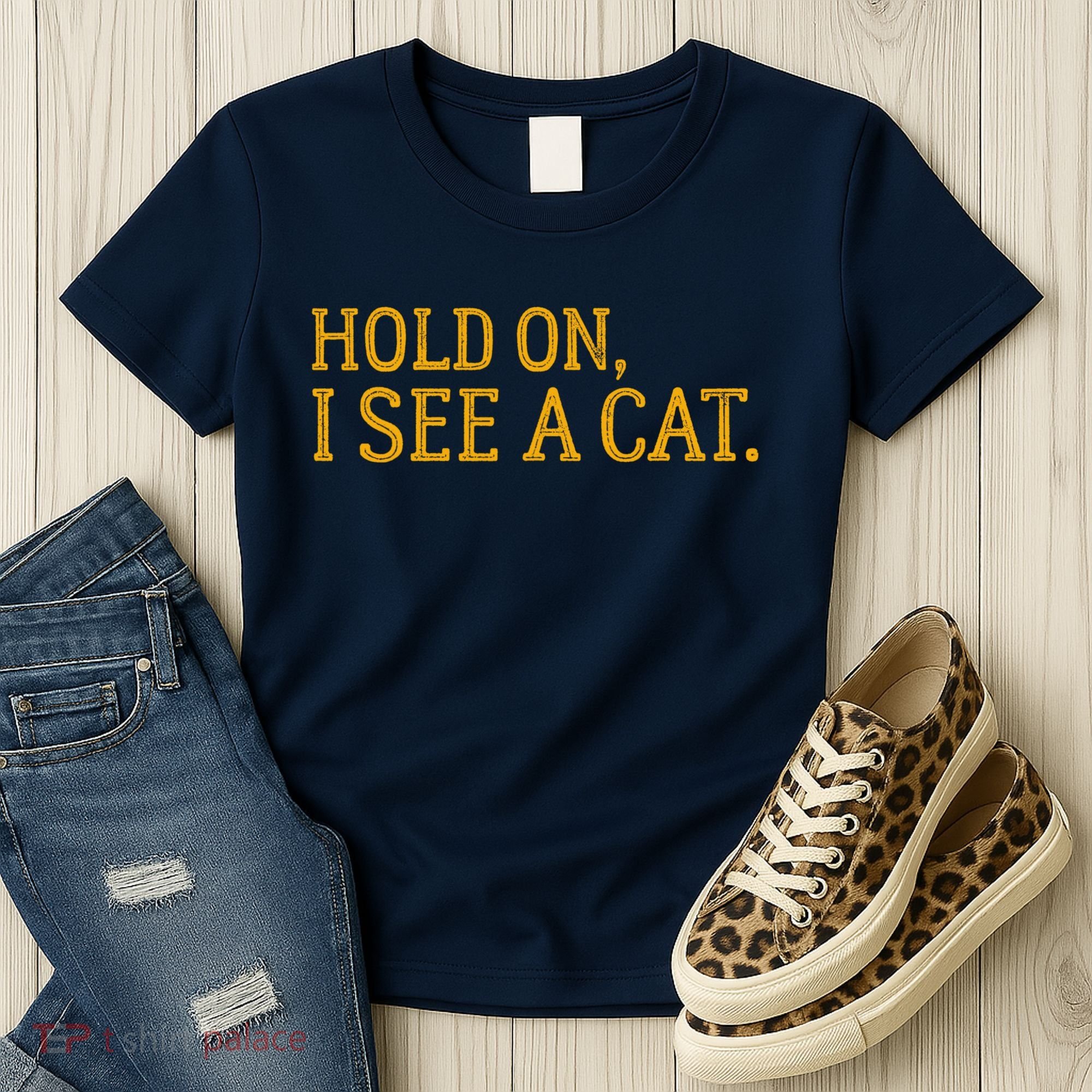 Hold On I See A Cat, Funny Cat Lovers Sarcastic Sayings Women's T-Shirt