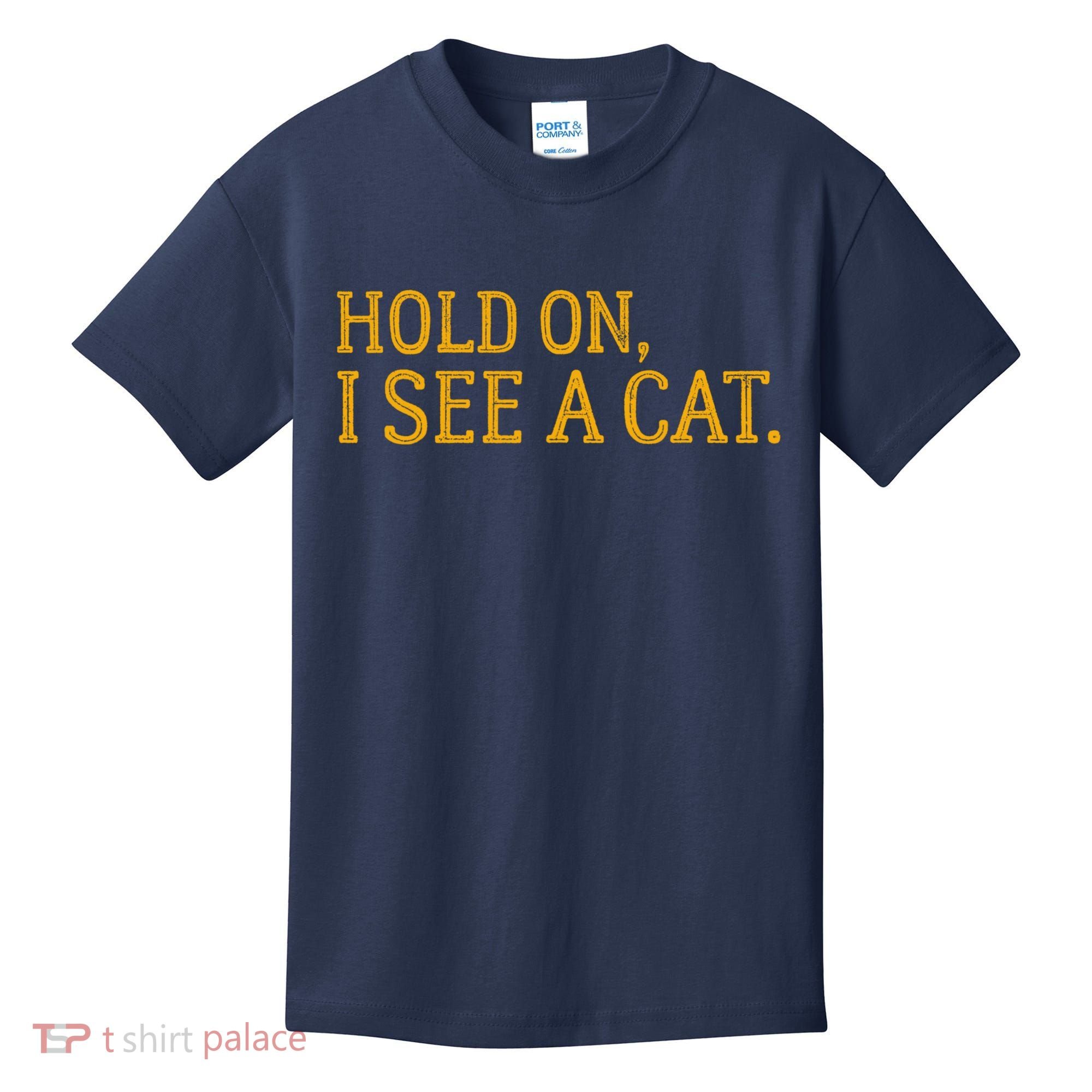 Hold On I See A Cat, Funny Cat Lovers Sarcastic Sayings Kids T-Shirt