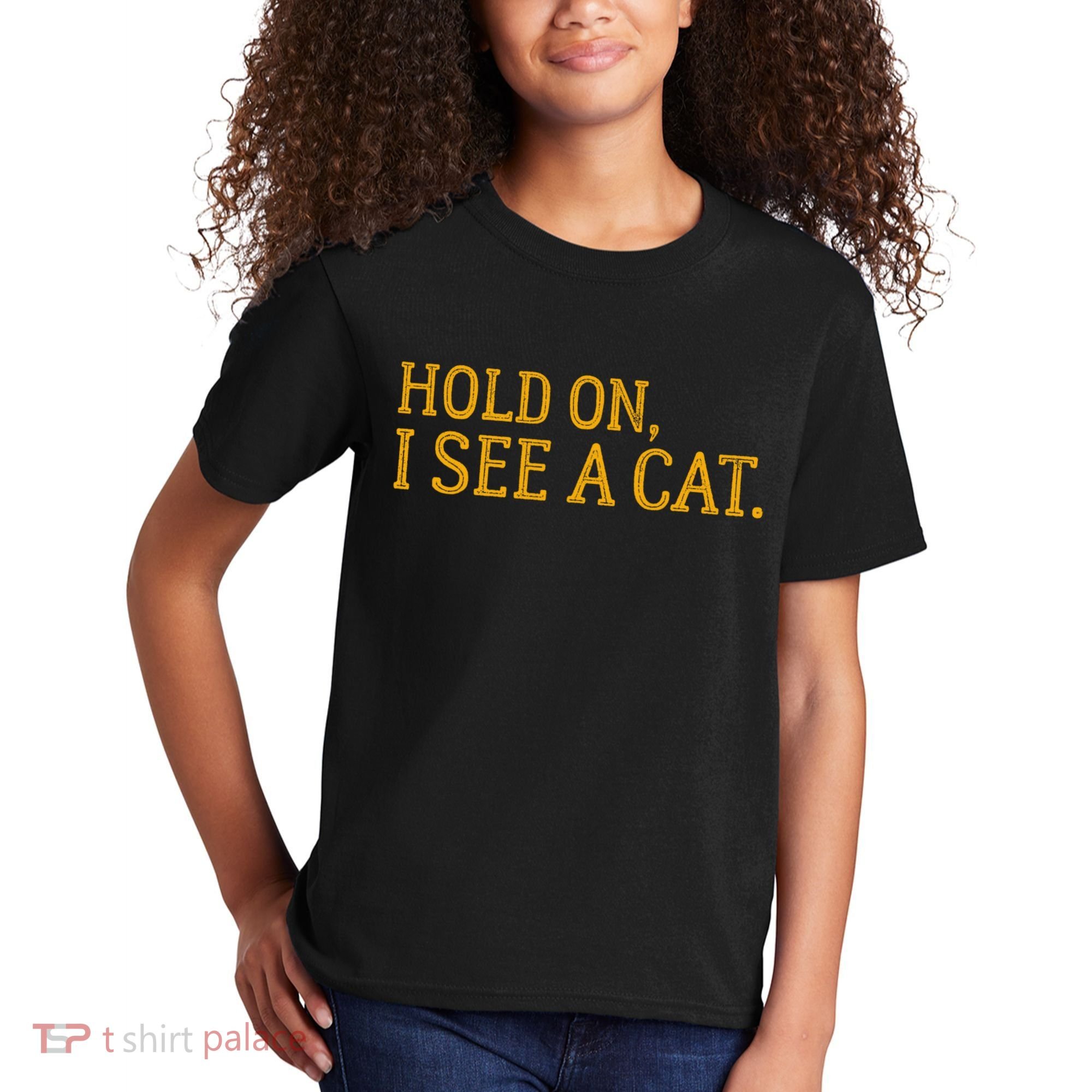 Hold On I See A Cat, Funny Cat Lovers Sarcastic Sayings Kids T-Shirt