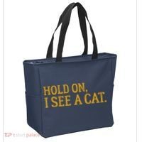 Hold On I See A Cat, Funny Cat Lovers Sarcastic Sayings Tote Bag thumb 2