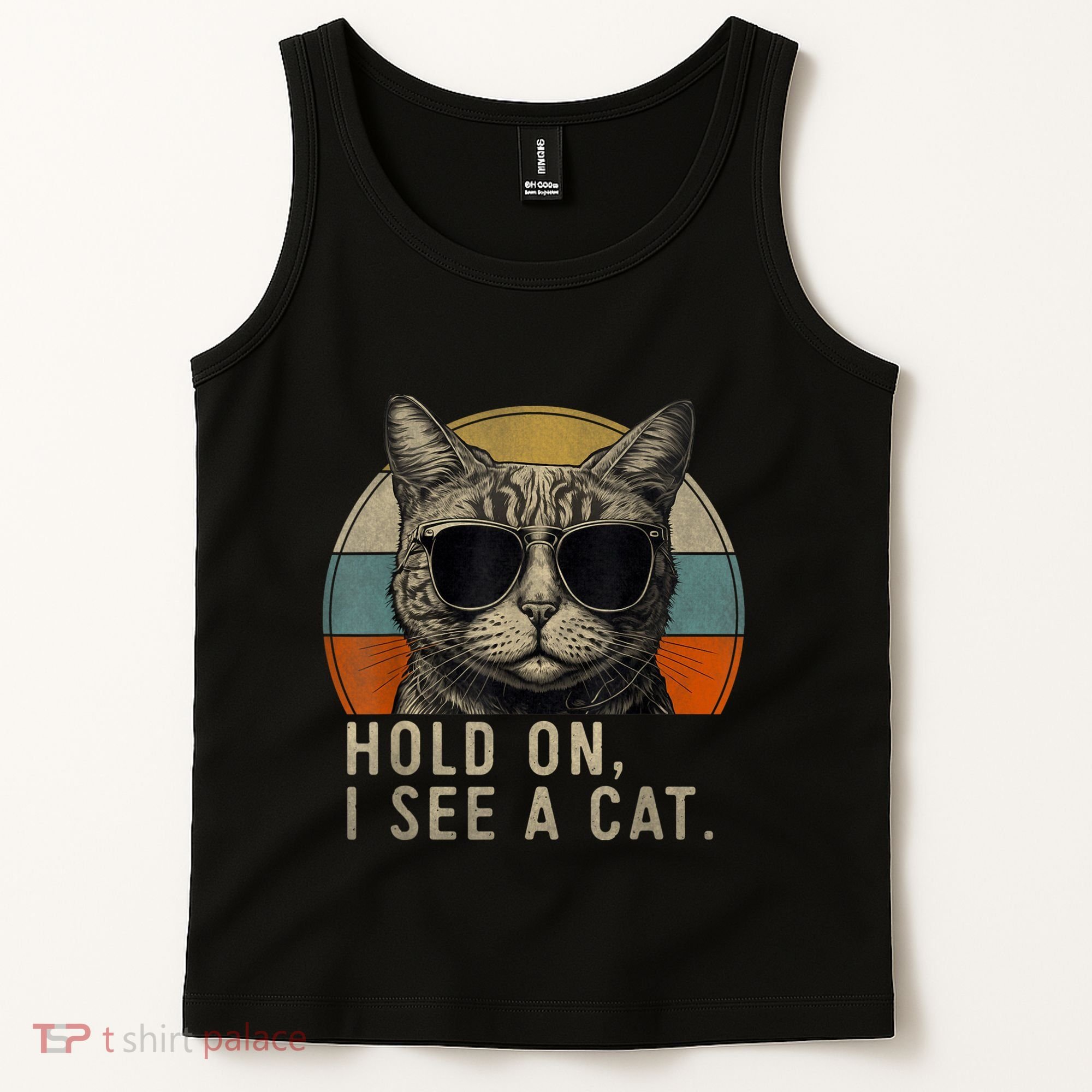 Hold On I See A Cat Funny Cat Shirts For Women , Cat Dad Tank Top