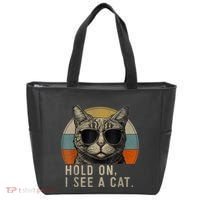 Hold On I See A Cat Funny Cat Shirts For Women , Cat Dad Tote Bag thumb 0