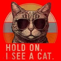 Hold On I See A Cat Funny Cat Shirts For Women , Cat Dad Santa Hat thumb 1