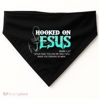 Hooked On Jesus Funny Fishing USA-Made Doggie Bandana thumb 0