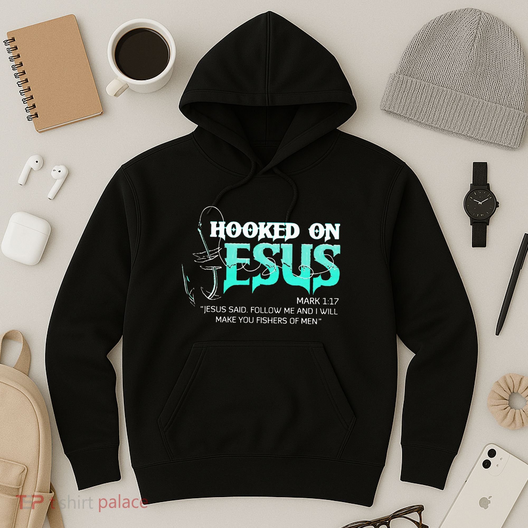 Hooked On Jesus Funny Fishing Hoodie