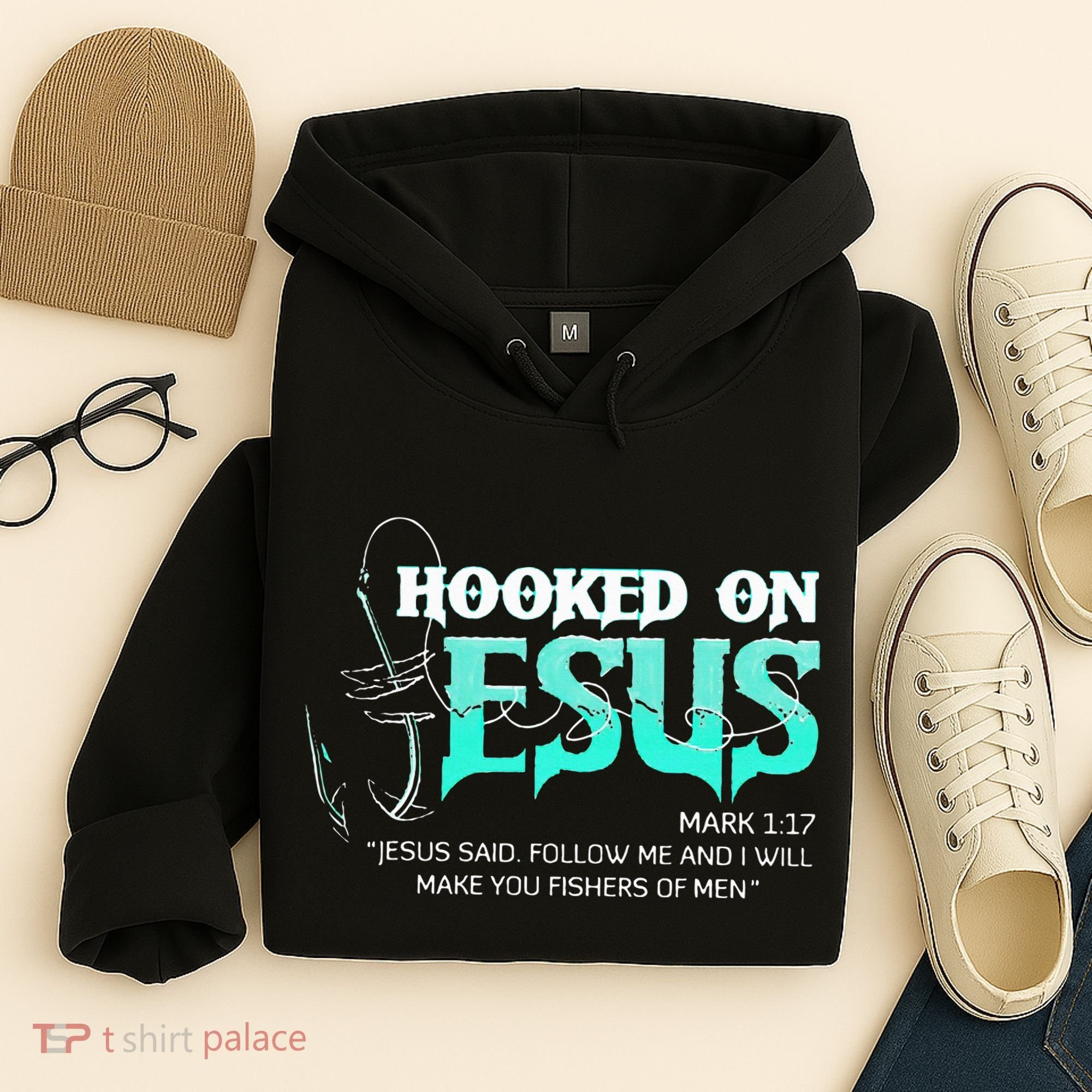 Hooked On Jesus Funny Fishing Hoodie