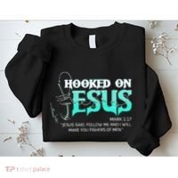 Hooked On Jesus Funny Fishing Sweatshirt thumb 2