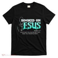 Hooked On Jesus Funny Fishing T-Shirt thumb 0