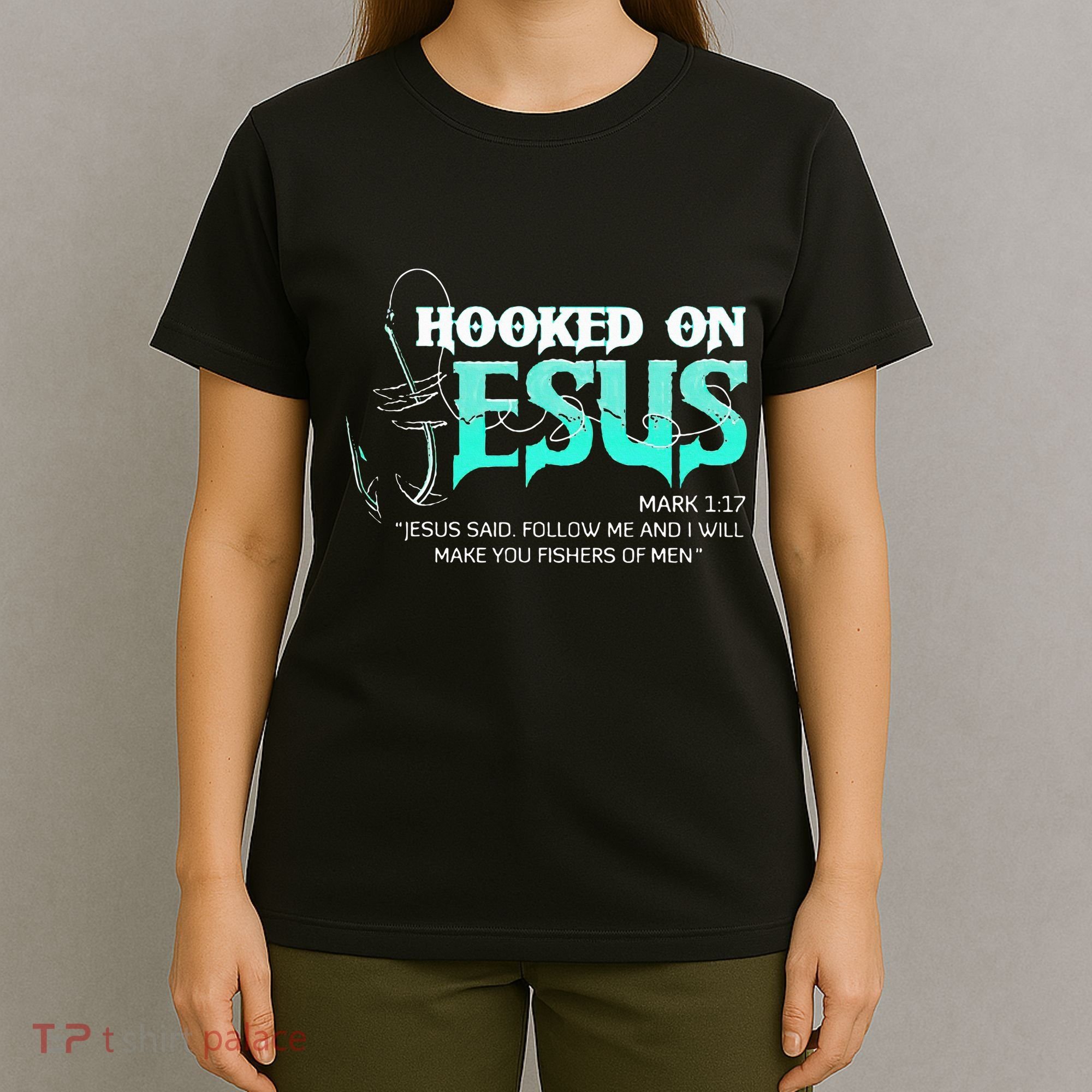 Hooked On Jesus Funny Fishing T-Shirt