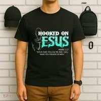 Hooked On Jesus Funny Fishing T-Shirt thumb 6