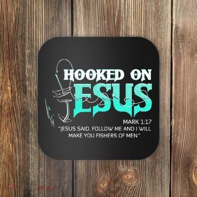 Hooked On Jesus Funny Fishing Coaster