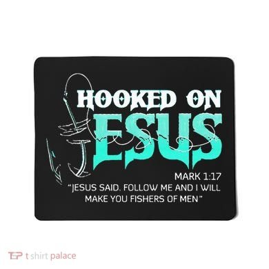 Hooked On Jesus Funny Fishing Mousepad