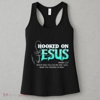 Hooked On Jesus Funny Fishing Women's Tank Top thumb 3
