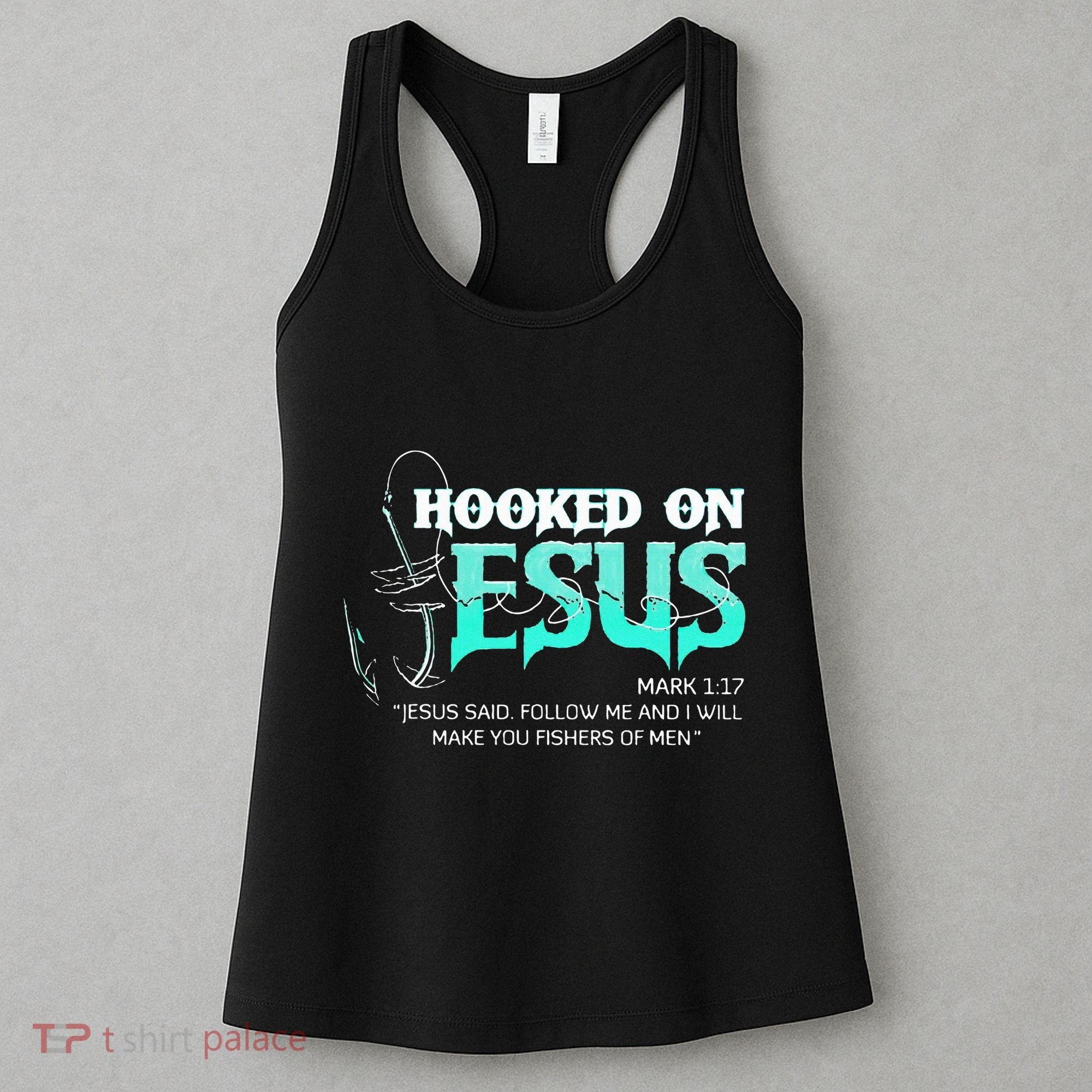 Hooked On Jesus Funny Fishing Women's Tank Top
