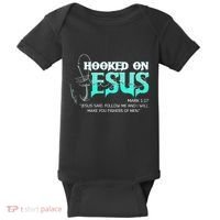 Hooked On Jesus Funny Fishing Baby Bodysuit thumb 0