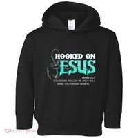 Hooked On Jesus Funny Fishing Toddler Hoodie thumb 0