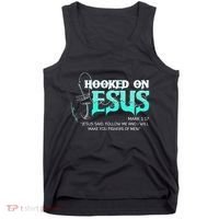 Hooked On Jesus Funny Fishing Tank Top thumb 0
