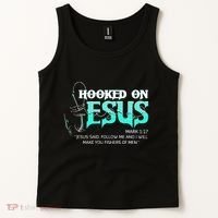 Hooked On Jesus Funny Fishing Tank Top thumb 2