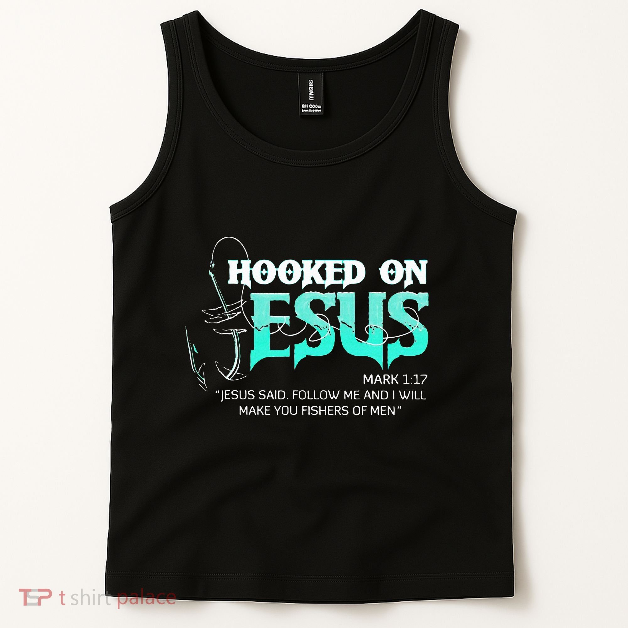Hooked On Jesus Funny Fishing Tank Top