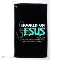 Hooked On Jesus Funny Fishing Golf Towel thumb 0