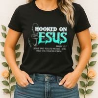 Hooked On Jesus Funny Fishing Women's T-Shirt thumb 2