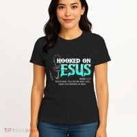 Hooked On Jesus Funny Fishing Women's T-Shirt thumb 4