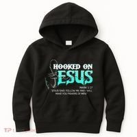 Hooked On Jesus Funny Fishing Kids Hoodie thumb 0