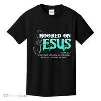 Hooked On Jesus Funny Fishing Kids T-Shirt thumb 0
