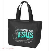 Hooked On Jesus Funny Fishing Tote Bag thumb 3