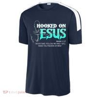 Hooked On Jesus Funny Fishing Sport-Tek Competitor United Soccer Jersey thumb 2