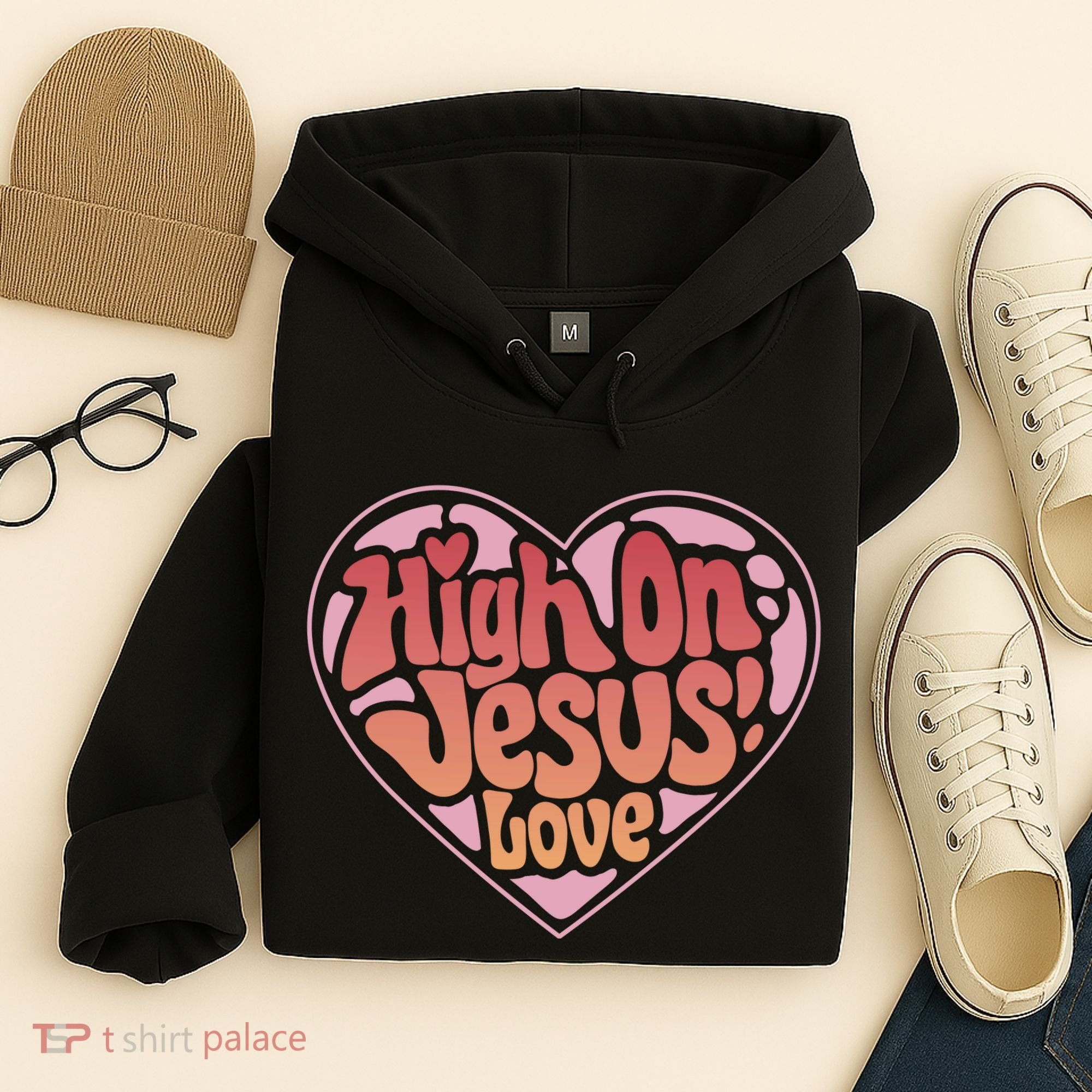 High On Jesus Love Heart Christian Hoodie