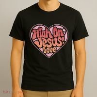 High On Jesus Love Heart Christian T-Shirt thumb 3