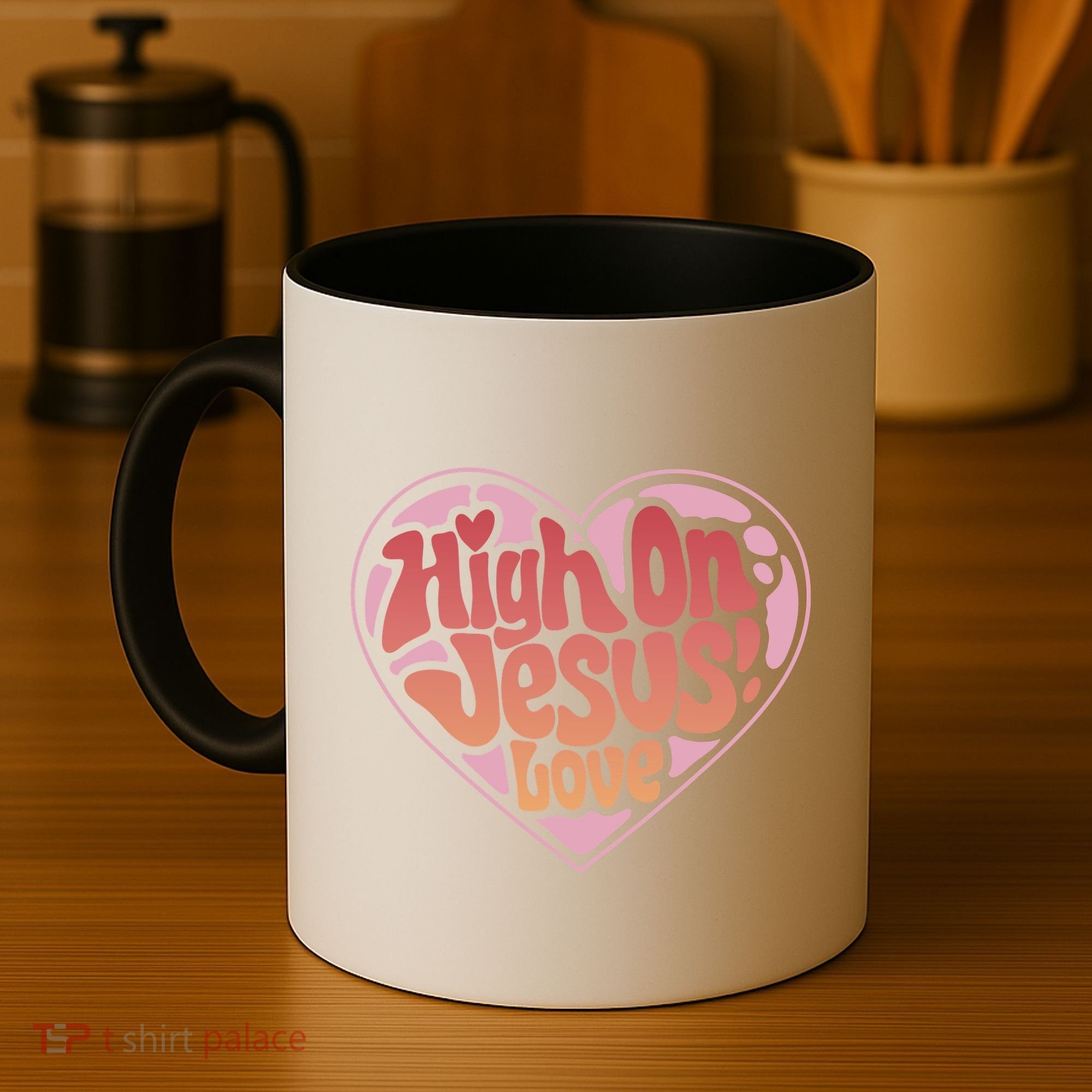 High On Jesus Love Heart Christian Coffee Mug