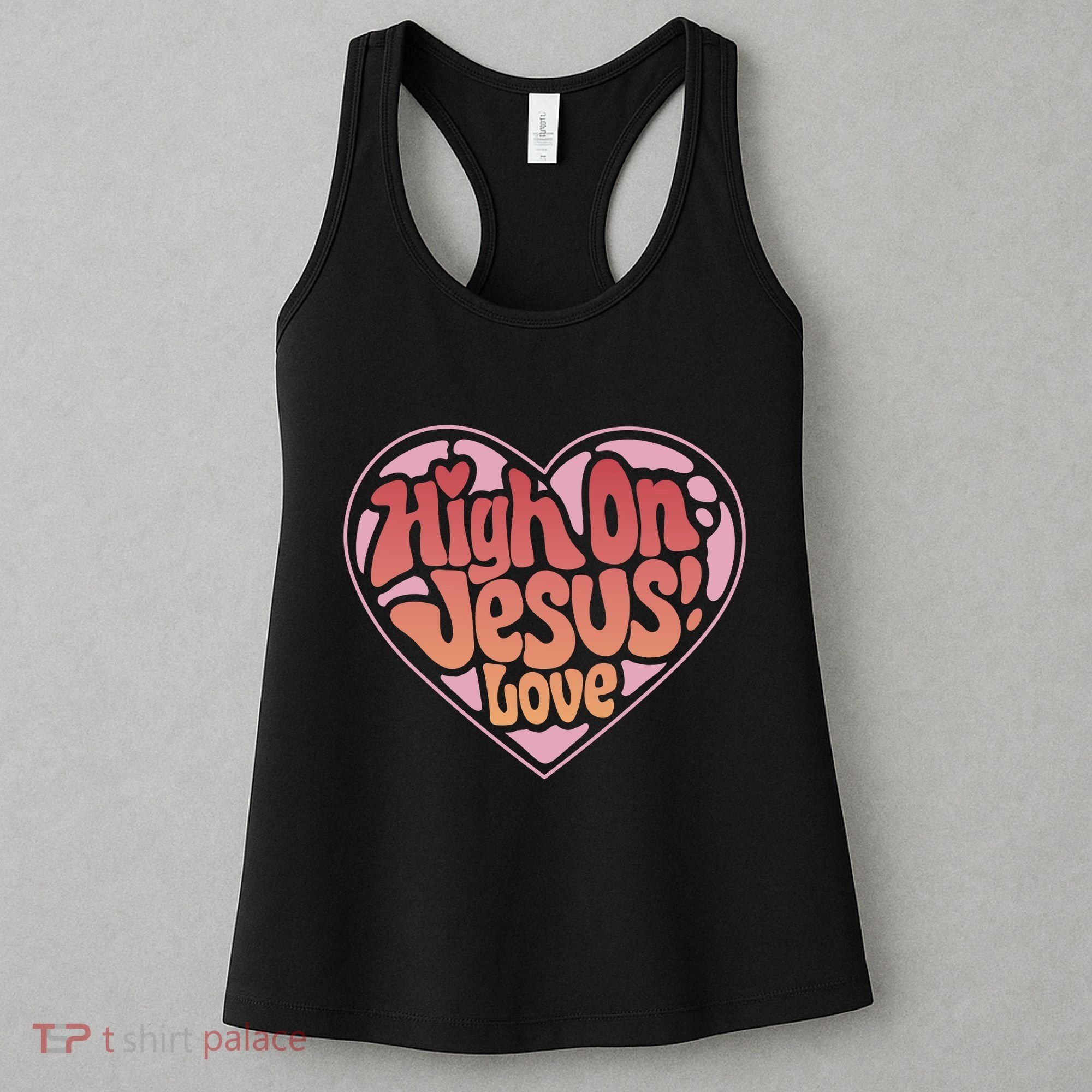 High On Jesus Love Heart Christian Women's Tank Top