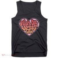 High On Jesus Love Heart Christian Tank Top thumb 0